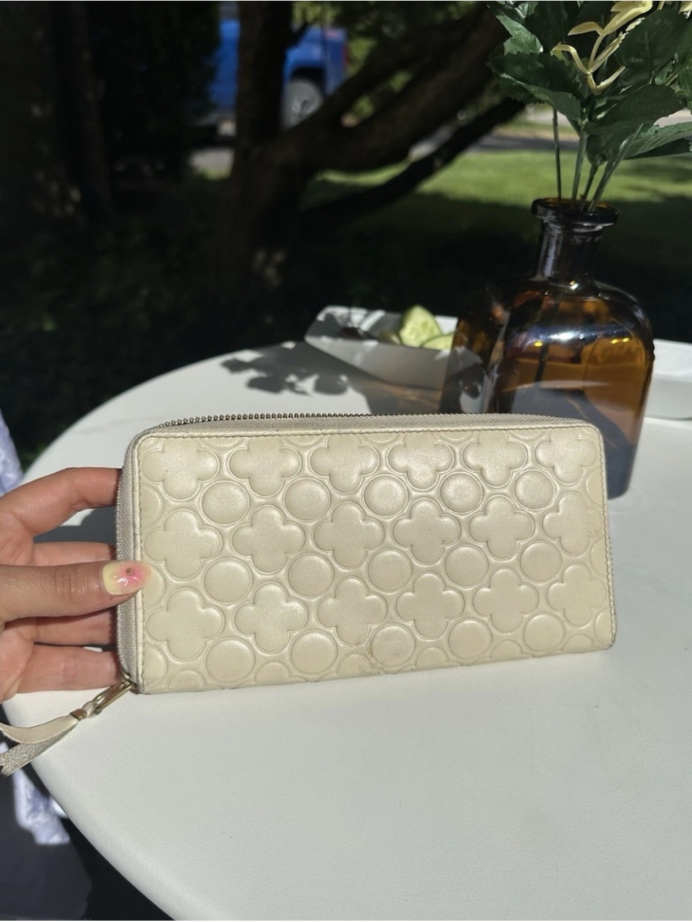 Comme Des Garcons Cream Full Wallet Fold Coin Purse Pocket Zip